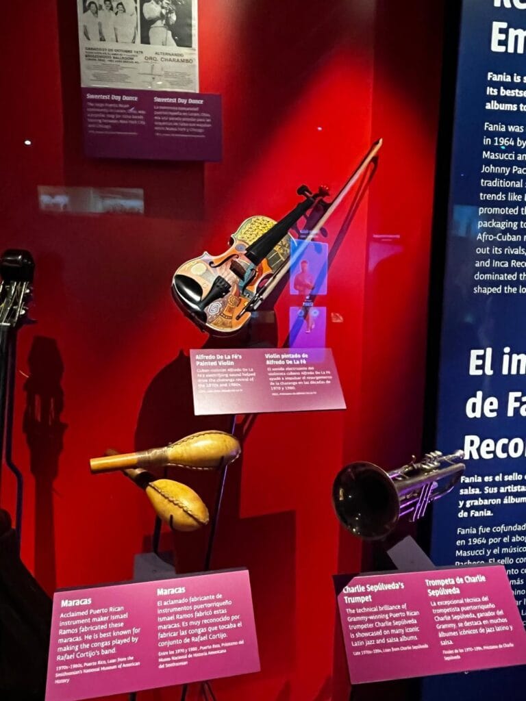 Alfredo De La Fé's hand painted Violin at the Smithsonian National Museum D.C, Exhibition: ¡Puro Ritmo! The Musical Journey of Salsa