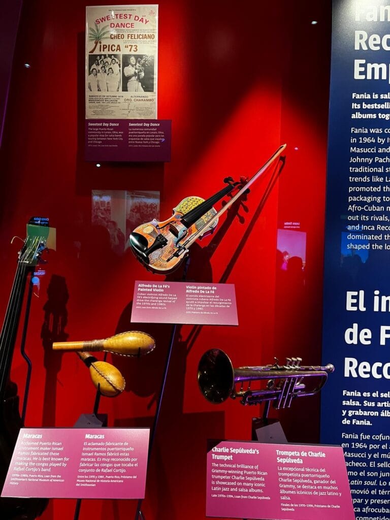 Alfredo De La Fé's hand painted Violin at the Smithsonian National Museum D.C, Exhibition: ¡Puro Ritmo! The Musical Journey of Salsa