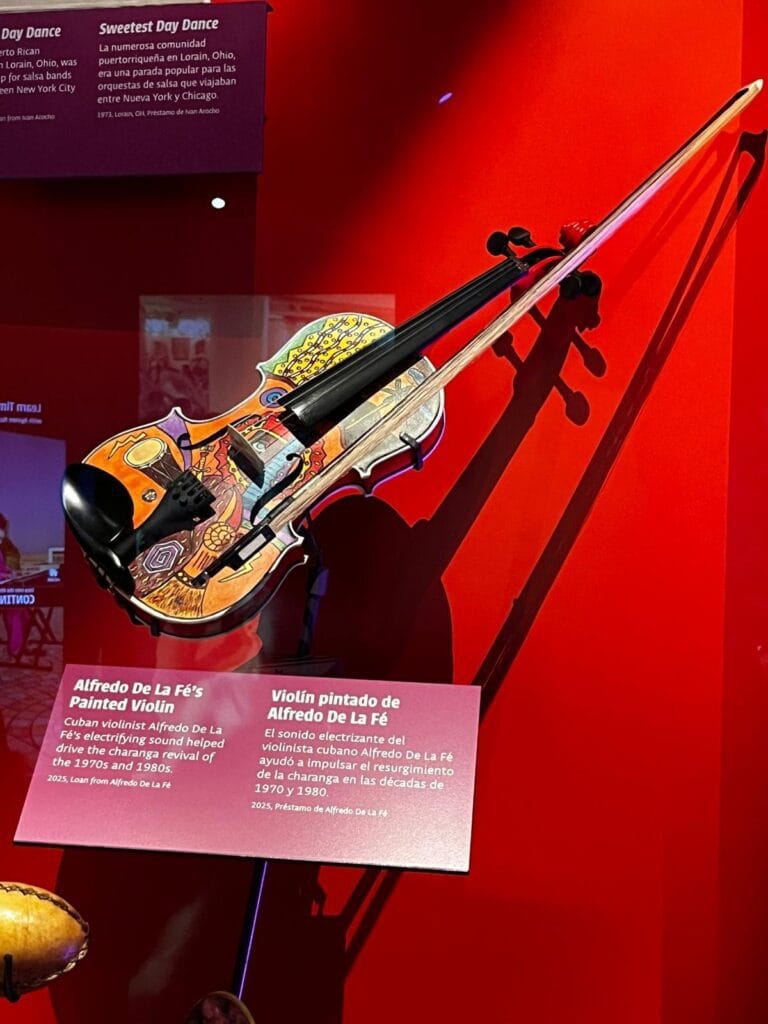Alfredo De La Fé's hand painted Violin at the Smithsonian National Museum D.C, Exhibition: ¡Puro Ritmo! The Musical Journey of Salsa