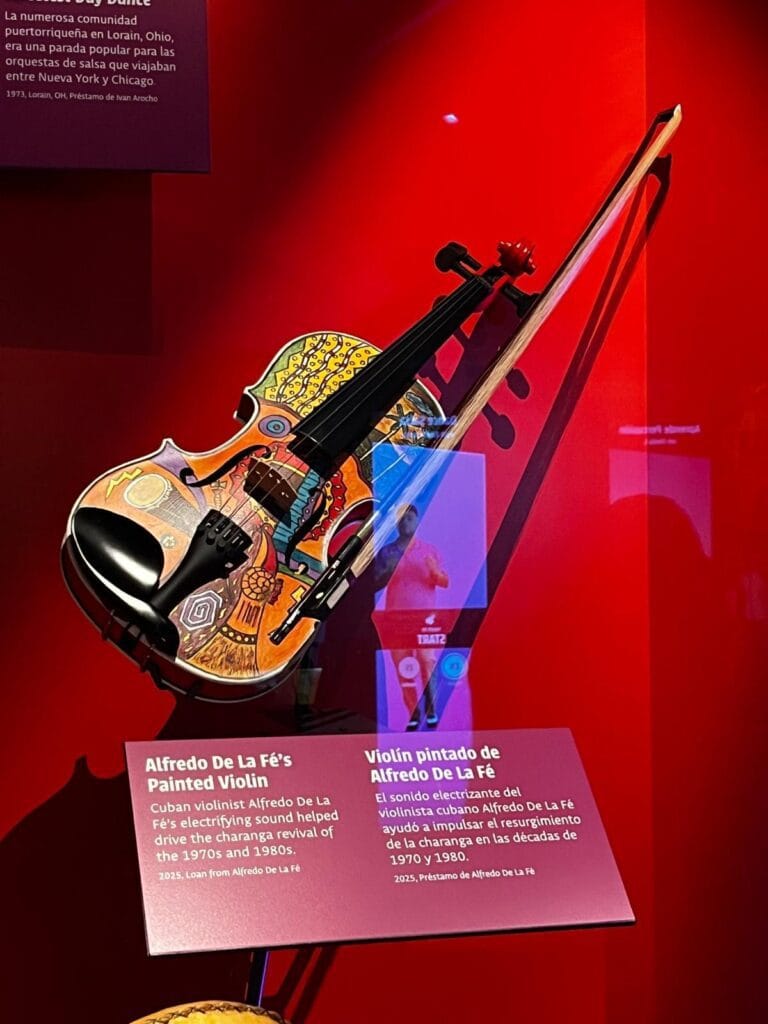Alfredo De La Fé's hand painted Violin at the Smithsonian National Museum D.C, Exhibition: ¡Puro Ritmo! The Musical Journey of Salsa